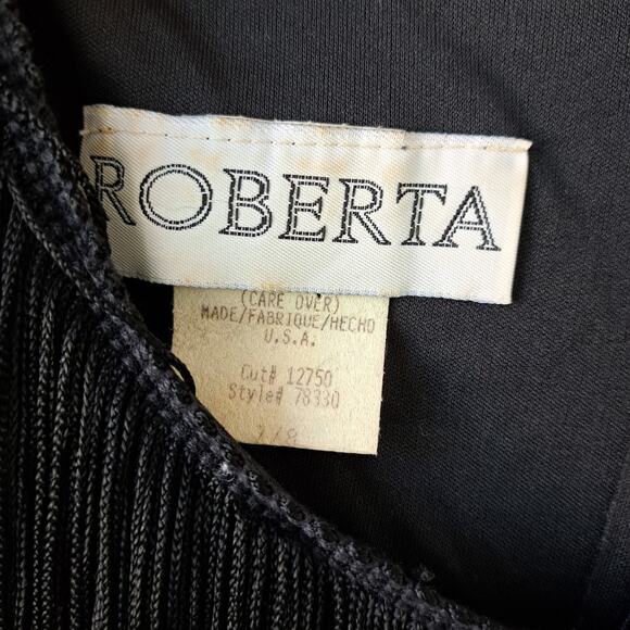 Iconic Vintage Black Fringe Flapper-style Dress Size 7/8 Roberta Short Sleeve - Picture 7 of 12